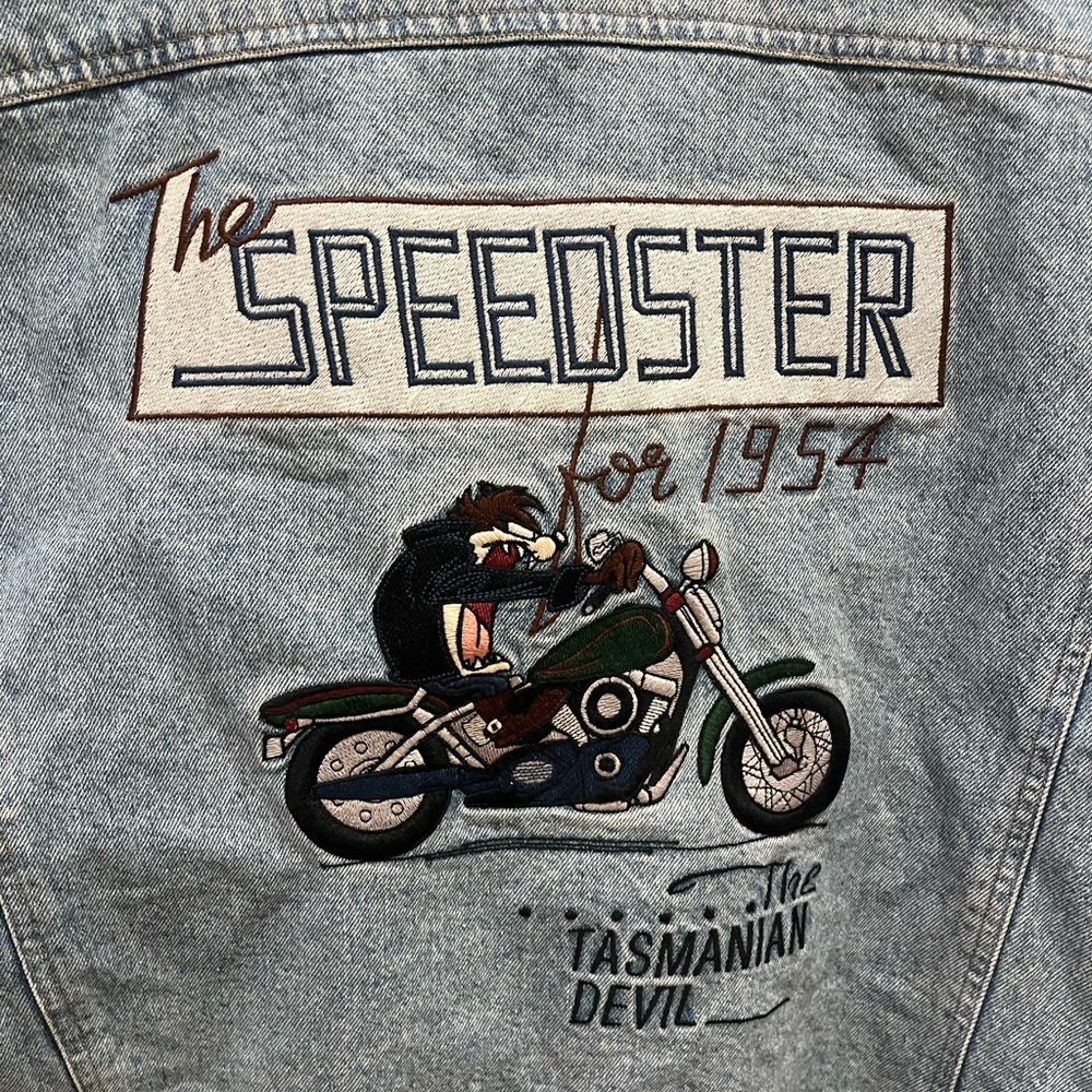Vintage 1990s Acme Denim "The Speedster" Tasmanian Devil Jean Vest